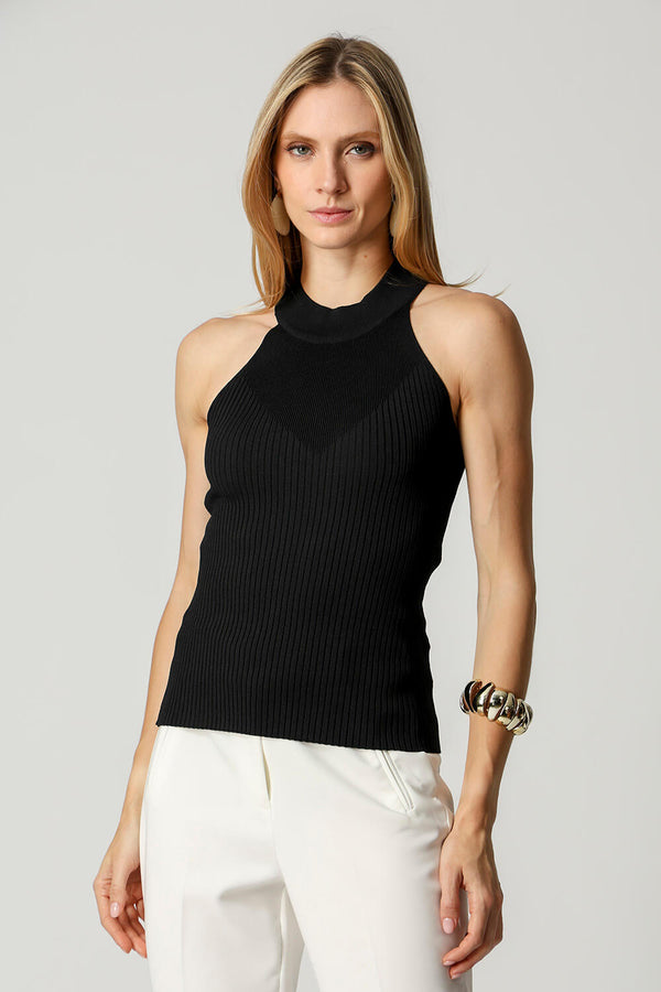 Blusa Cava Americana com Gola TRIMIX