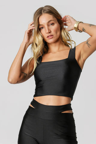 Top corto con tirantes anchos - NEGRO