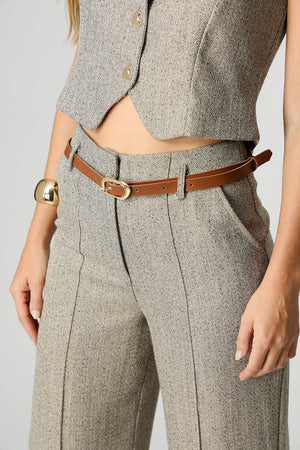 Calça Pantalona Jacquard Chevron Com Cinto