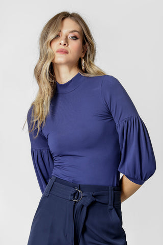 Blusa con mangas globo - AZUL MARINO 8