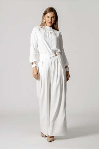 Blusa Manga Longa E Pregas - OFF WHITE