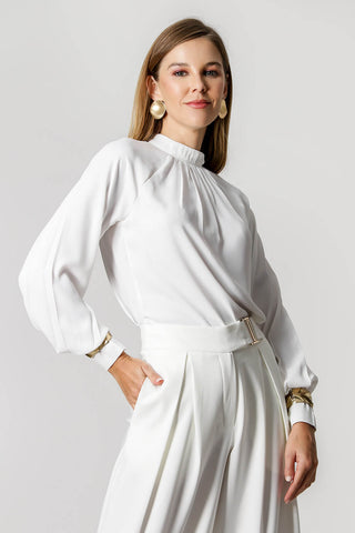 Blusa Manga Longa E Pregas - OFF WHITE