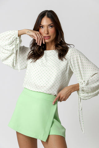 Blusa Manga Laço Estampado - LIMAO 7168