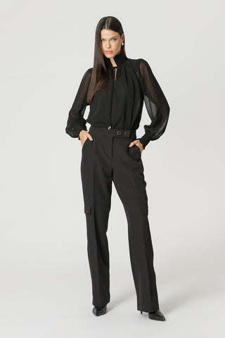 Blusa Manga Longa Bufante - PRETO