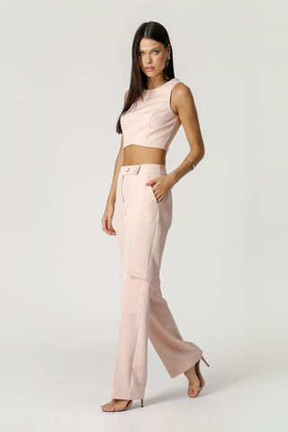 Pantalones con bolsillos laterales - NUDE