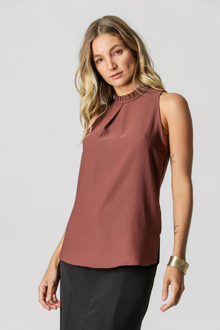 Blusa Gola de Pregas - MARROM