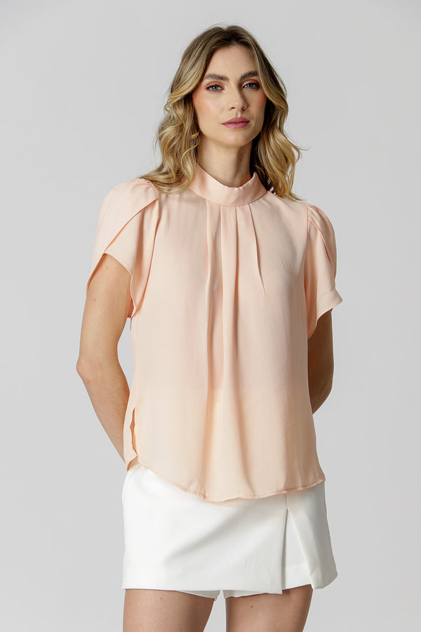 Blusa Gola Alta Manga Tulipa