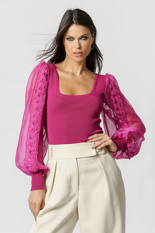 Blusa Recta Mariposa - FUCSIA