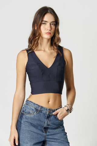 Blusa con canesú - AZUL MARINO 4