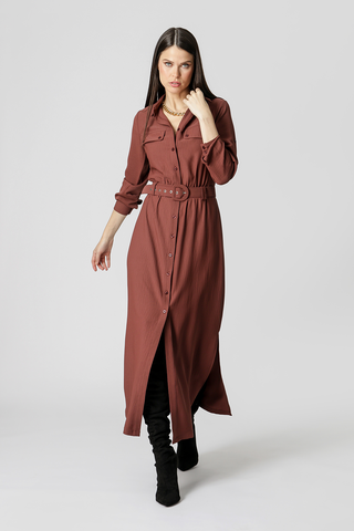 Chemise com Cinto - MARROM