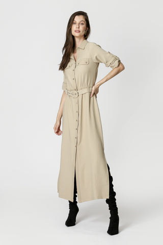 Chemise com Cinto - KAKI