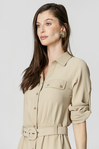 Chemise com Cinto - KAKI
