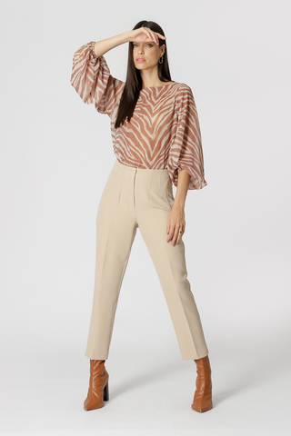 Blusa Manga Longa Estampada - AREIA 2086