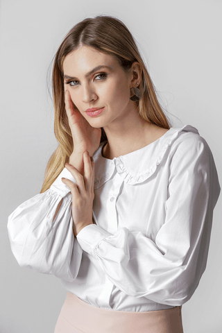 Camisa Gola Babado - BRANCO