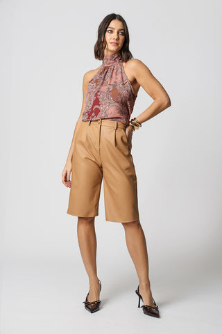 Blusa Gola De Laço Estampada - GOIABA 3079