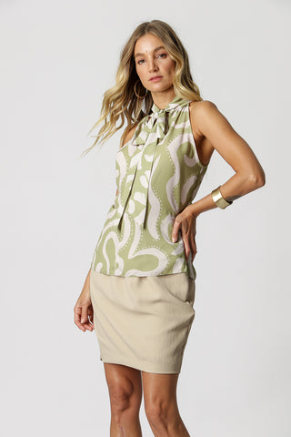Blusa Gola de Laço Estampada - FOLHA 6049