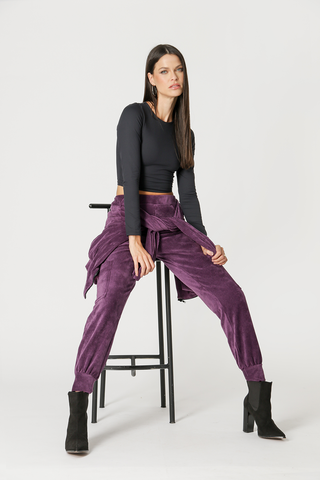 Blusa Cropped Manga Longa - PRETO