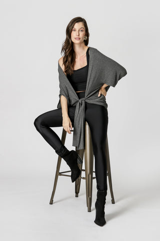 Blusa Kimono Amarração - PRETO MESCLA