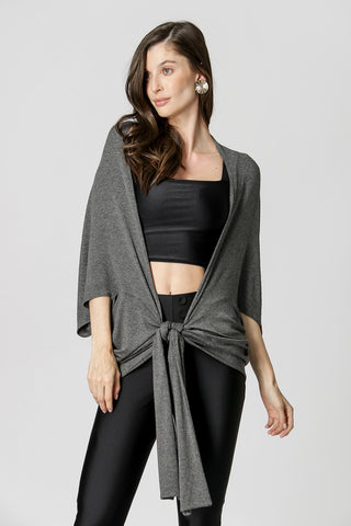 Blusa Kimono Amarração - PRETO MESCLA