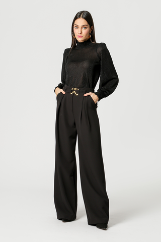 Blusa Lastex Gola E Punho - PRETO