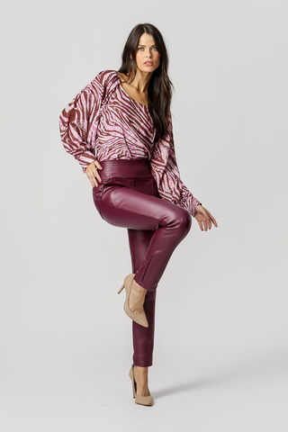 Blusa com Pregas no Ombros Estampada - LILAS 6048