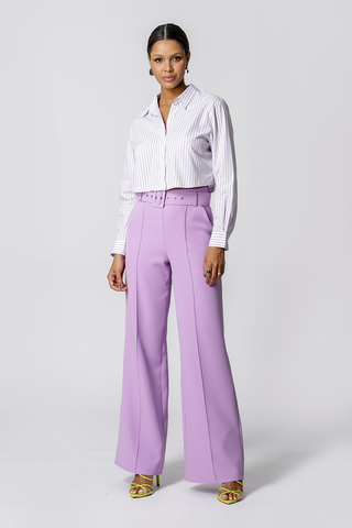 Calça Pantalona Cintura Alta - LILAS CLARO