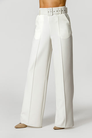 Calça Pantalona Cintura Alta - OFF WHITE