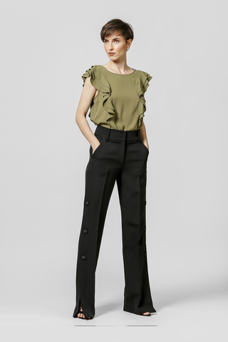 Blusa con Recorte y Volantes - MUSGO CLARO