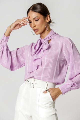 Blusa Decote com Laço - LILAS CLARO