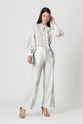 Blusa Decote com Laço - OFF WHITE