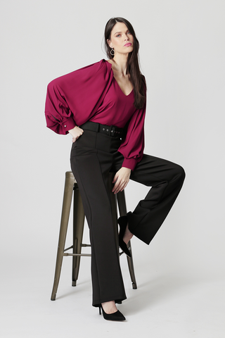 Blusa com Pregas no Ombro - VINHO