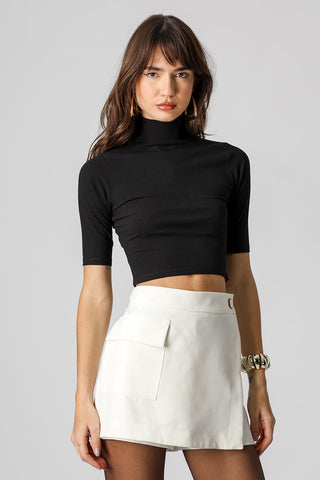 Falda corta con bolsillo - BLANCO ROJO