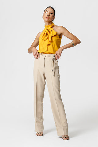 Blusa Com Lenço Gola - MOSTARDA