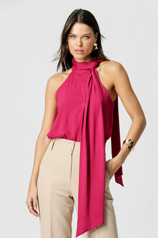 Blusa Com Lenço Gola - FUCSIA
