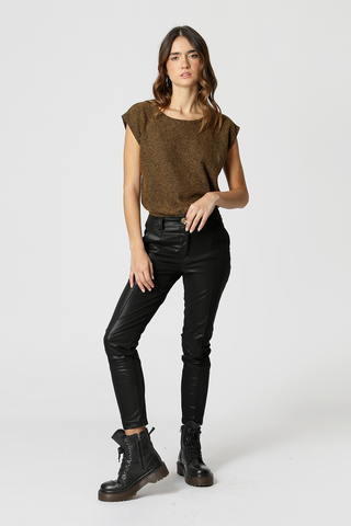 Blusa de manga estrecha - CAFÉ