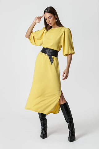 Vestido con Cinturón - MOSTAZA 1