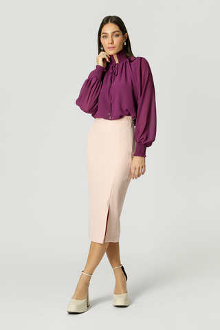 Falda midi con abertura - NUDE