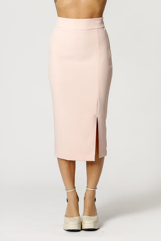 Falda midi con abertura - NUDE