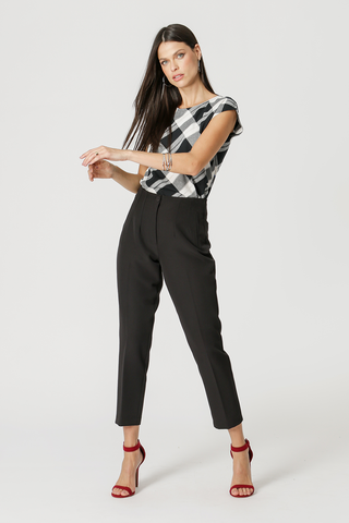Blusa básica de cuadros - NEGRO 90134