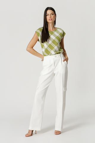 Blusa básica de cuadros - OLIVA 90134