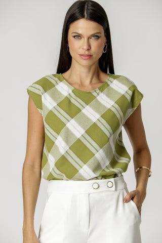 Blusa básica de cuadros - OLIVA 90134