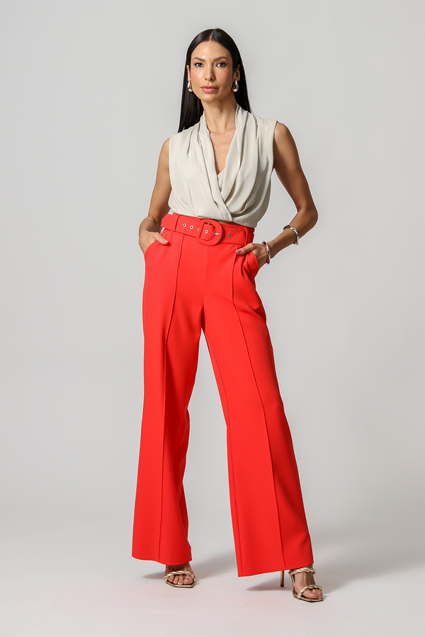 Calça Pantalona Cinto Forrado