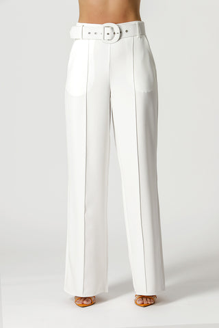 Calça Pantalona Cinto Forrado - OFF WHITE