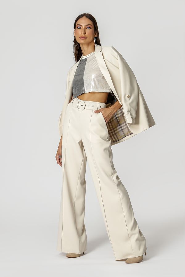 Calça Pantalona Cinto Forrado