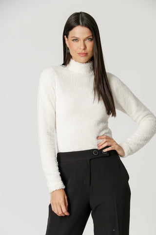 Blusa Gola Alta Floc - OFF WHITE