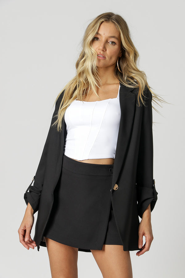 Blazer Alfaiataria Longline Botões Dourados