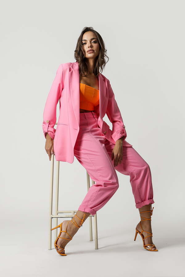 Blazer Alfaiataria Longline Botões Dourados