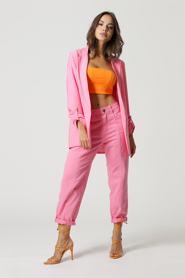 Blazer Alfaiataria Longline Botões Dourados