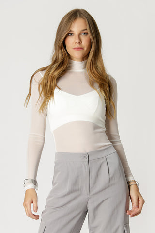Blusa Manga Longa De Tule - OFF WHITE