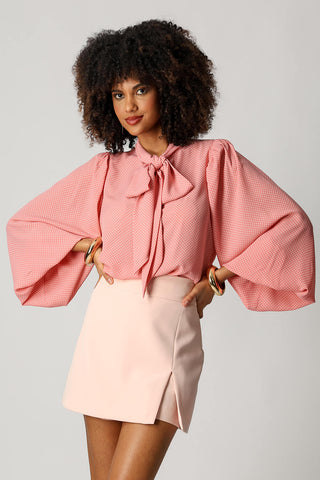 Blusa Estampada Com Laço - ROSA 90167